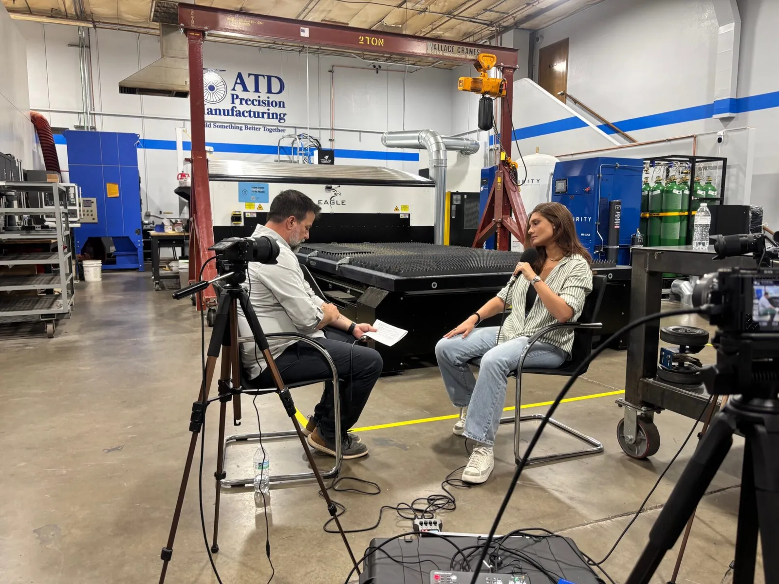 Structify being filmed for a podcast on an aerospace supplier's shop floor